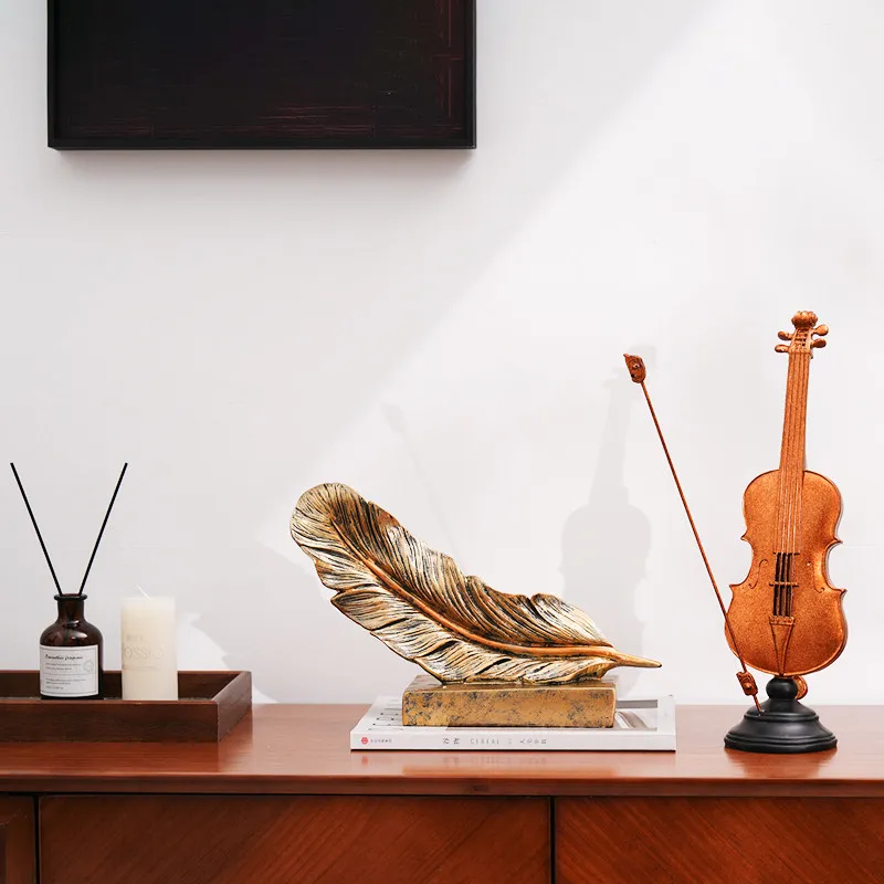Hxl resin violin model ornament - soft decoration, window display photography prop