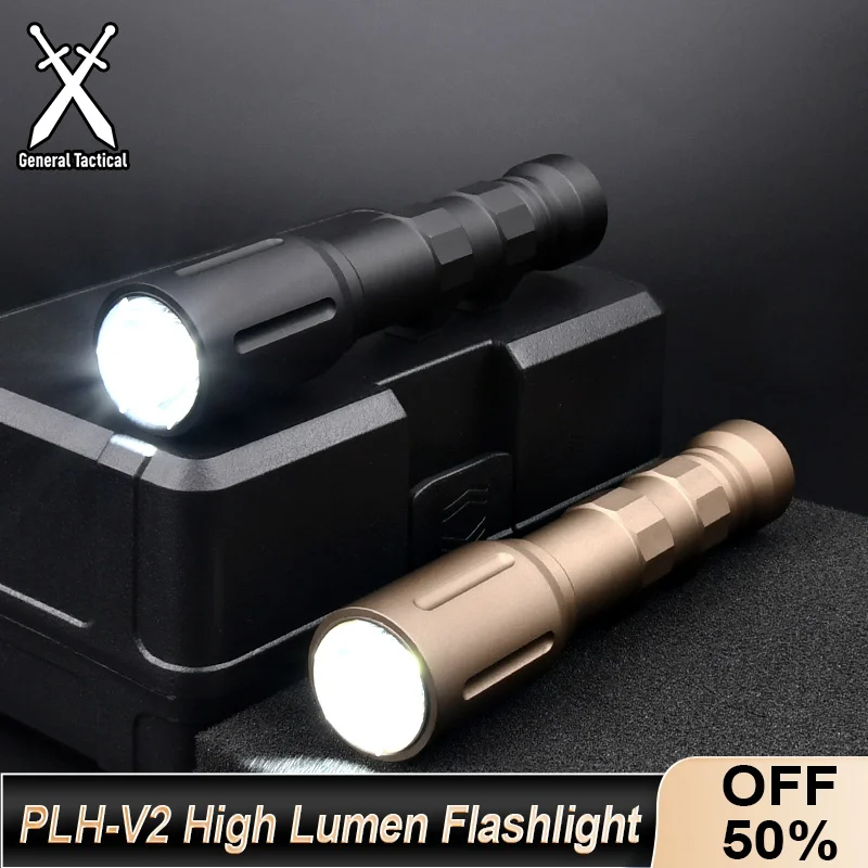 Tactical Airsoft PLH-V2 High Powerful Flashlight With UN Switch 1300Lumen Weapon Spotlight AR15 Scout Light Fit 20MM Rail