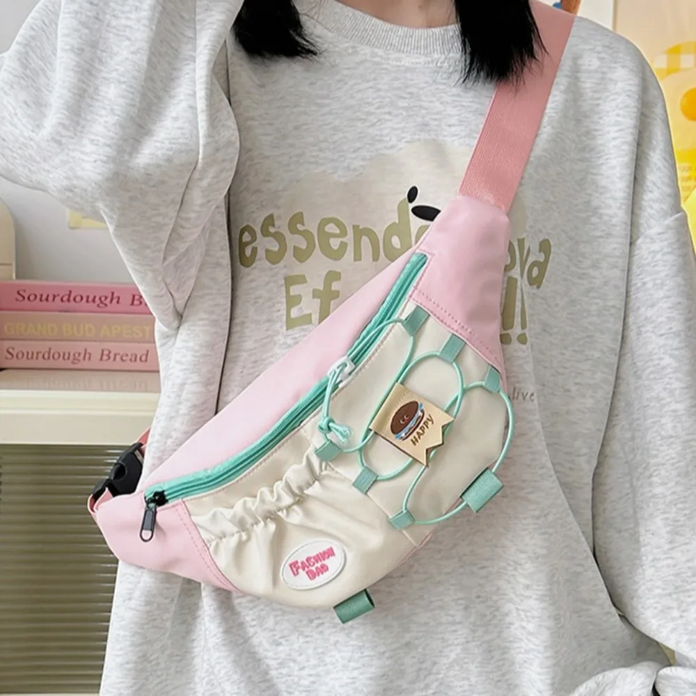 Girly Crossbody 가슴 가방 일본식 방수 스포츠 싱글 숄더 백 나일론 streetwear 러닝 허리 가방 학생
