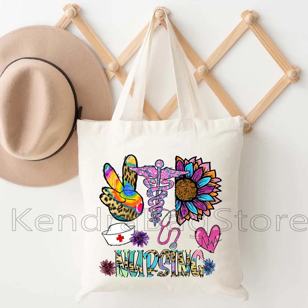 الحب السماعة سوبر التمريض ممرضة الحياة RN عيد الحب طالب ممرضة التقدير الهدايا قماش حقيبة كتف حقيبة يد للمتسوقين