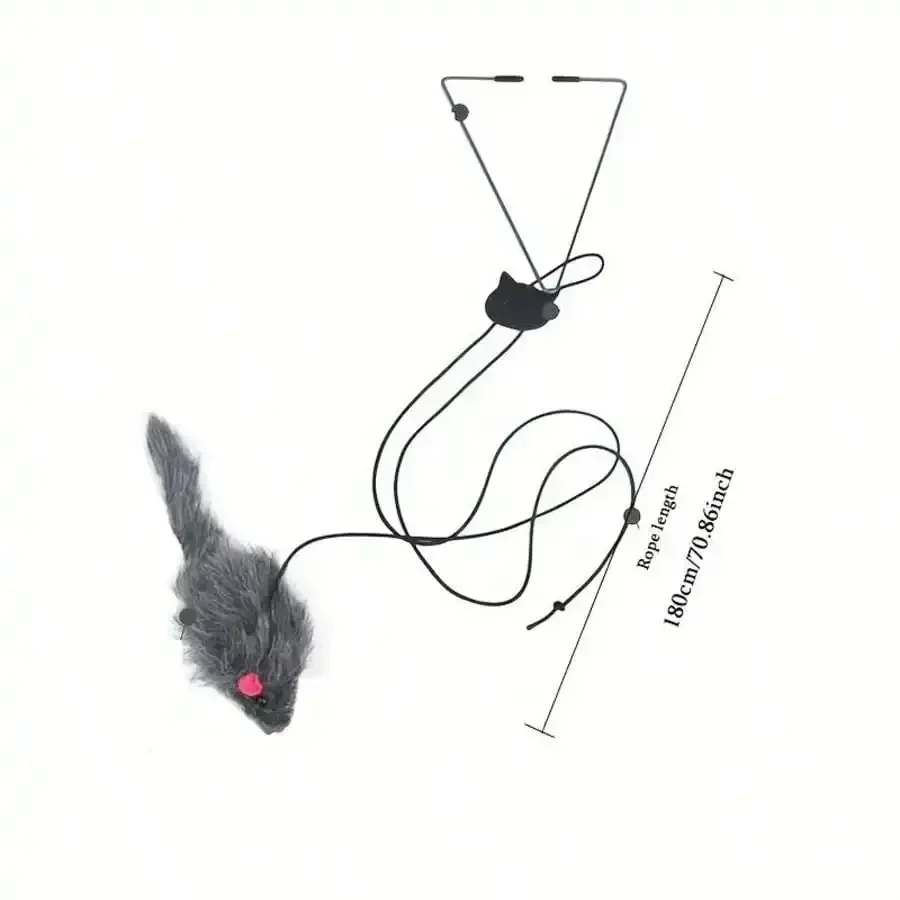 Hanging Cat Toy Interactive Doorway Mouse Toy Elastic String With Bell Kitten Teaser Exerciser Self Entertainment Funny Pet Supplies