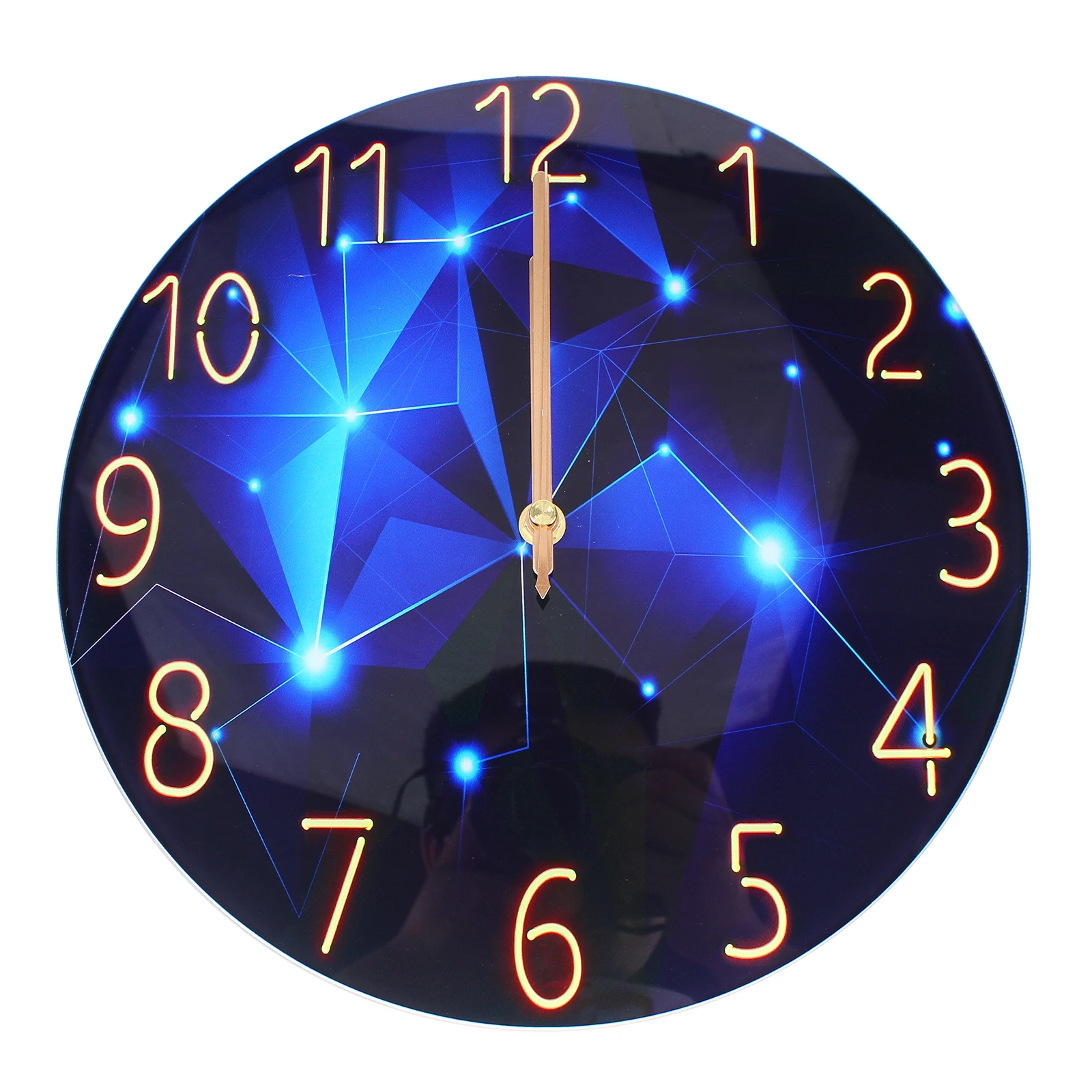 Ultra-thin Wall Clock with Glass Surface, Silent Movement, Rust-resistant Metal Pointers, Easy To Install, Ideal for Office, Bed