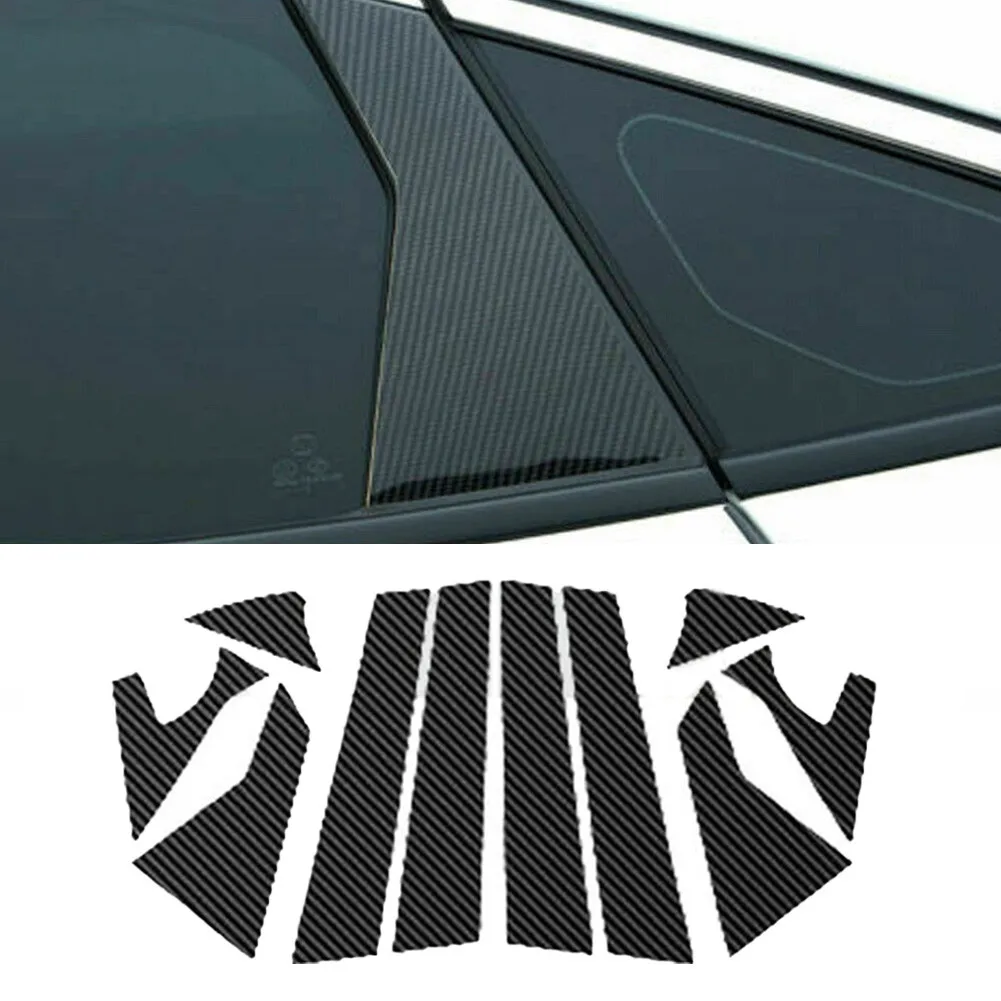 Pillar Posts Cover For Honda Civic 10th Trim Vinyl 2016-2019 3D Black Carbon Fiber Decal Door Left&Right  Pillar