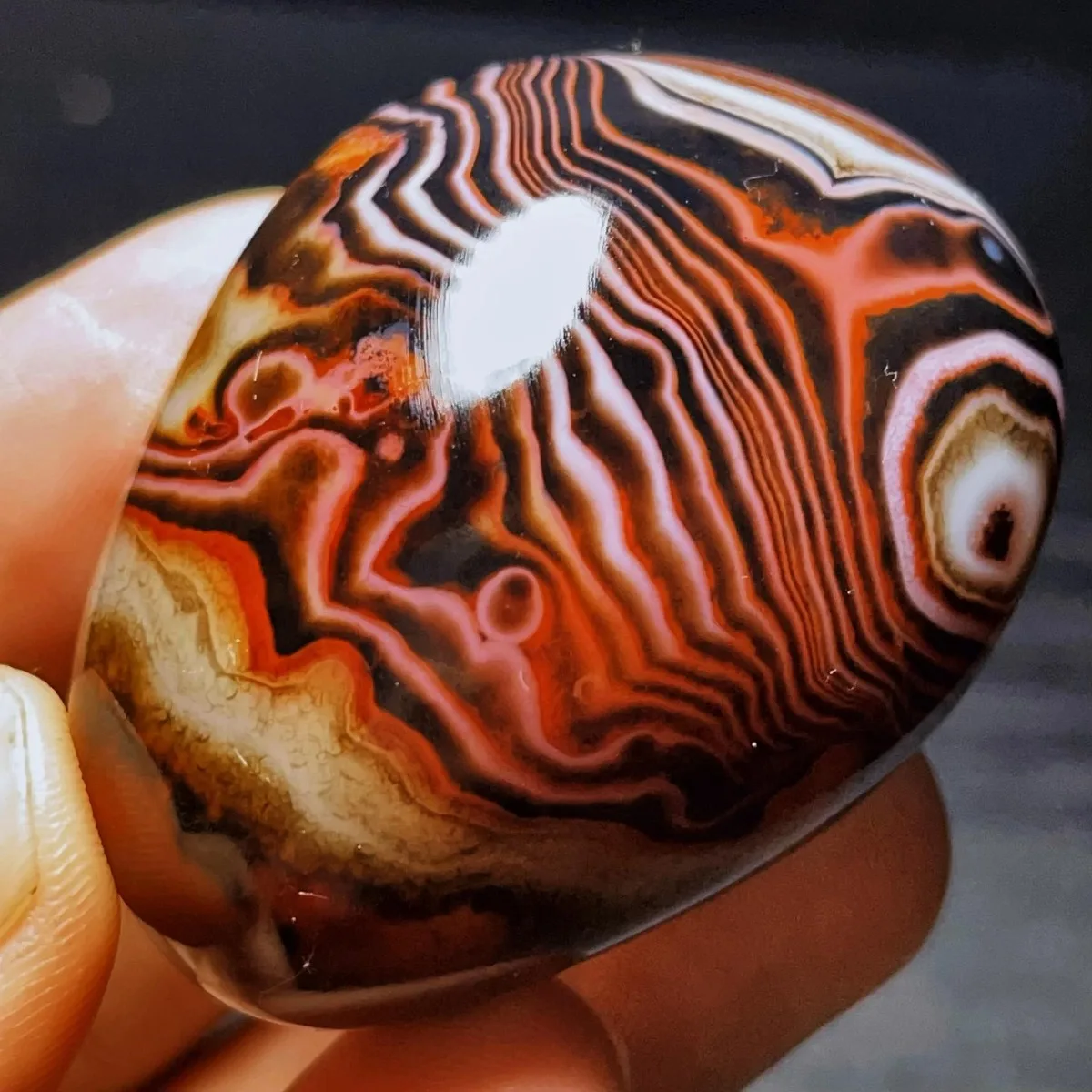 Large Multi Color Banded Agate Palm Stone, Polished Tumbled, Display Stone, Mineral Specimen, Natural Stone, Crystal Collection
