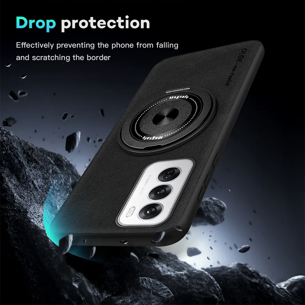 

For OPPO Reno 12 12 Pro Globe Fine Hole Sheepskin Swivel Bracket Magnetic Soft Edge Anti Drop Anti Fingerprint Phone Case
