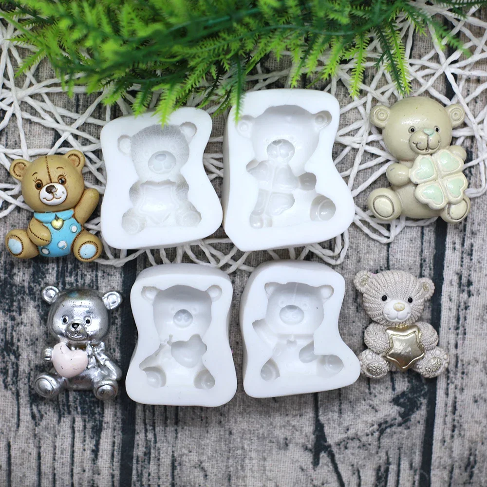 3D Bear Silicone Fondant Molds Silicone Bear Chocolate Molds For Baby Shower Cupcake Topper Cake Decoration