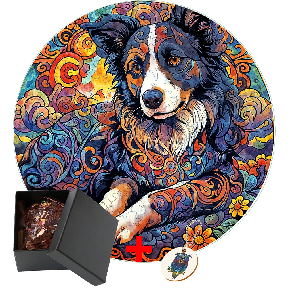 Wooden Pet Dog Jigsaw Puzzle DIY Crafts 3D Wooden Animal Puzzle Games for Adults-Kids Family Interactive Toy Gifts Adult Puzzles