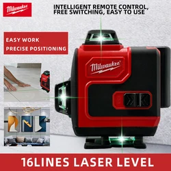 Milwaukee 4D 16lines laser level high quality lithium battery 4 Sides*360  Degree Vertical professional  level Horizontal Green