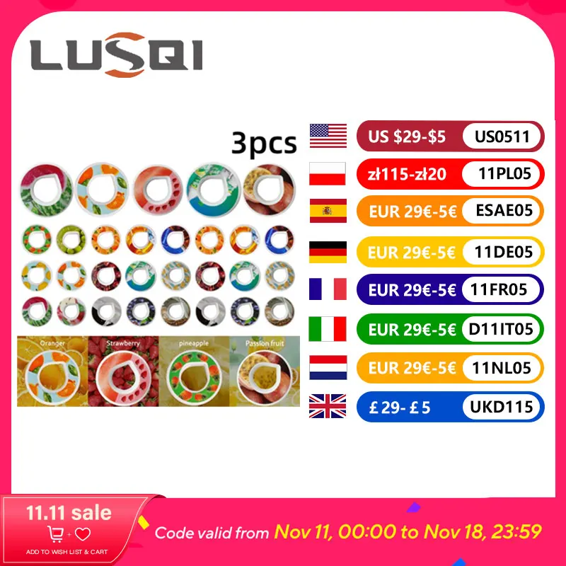 

LUSQI 3PCS Flavor Ring For Sports Water Bottle Tritan Cup Flavor Pods Suitable Indoor Outdoor Sports Fitness Cup Accessories