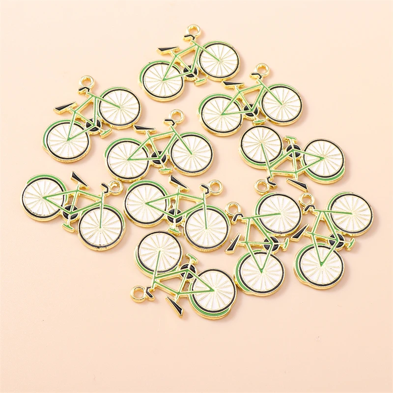 

20pcs 28x19mm Cute Enamel Bicycle Bike Charms Pendants for Jewelry Making Earrings Necklaces DIY Handmade Crafts Accessories ﻿
