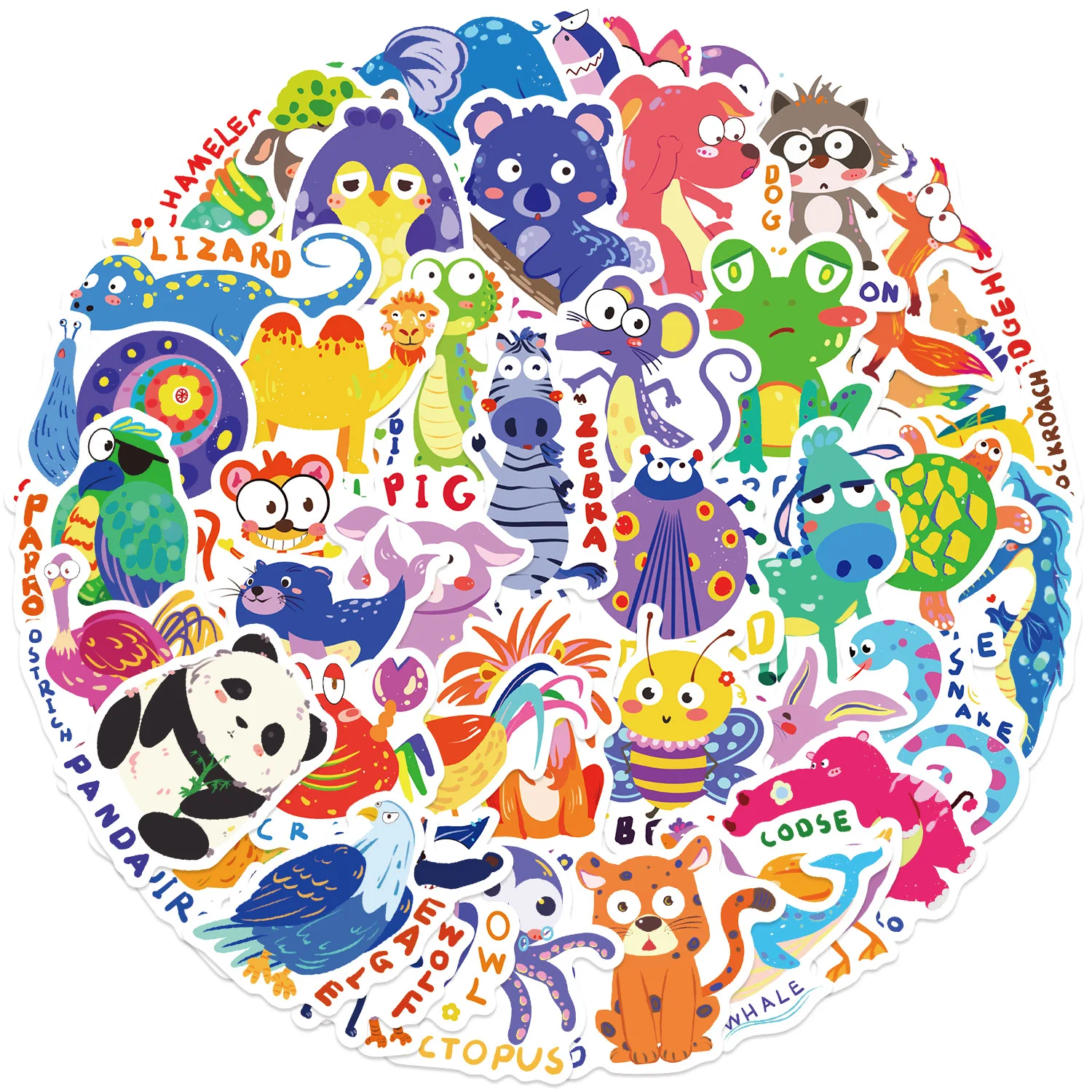 

10/30/50 шт. английские наклейки с изображением животных и граффити для чемодана, ноутбука, телефона, стайлинга автомобилей, DIY Pegatinas