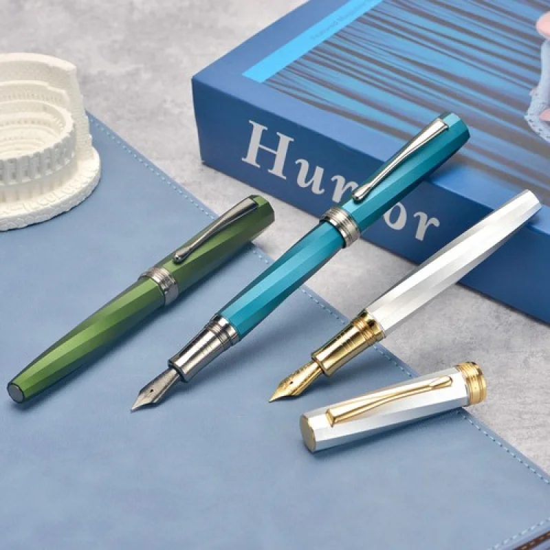 A+Hongdian N11 Füllfederhalter EF/F Feder und Konverter, polygonaler Geschenkstift aus Aluminiumlegierung