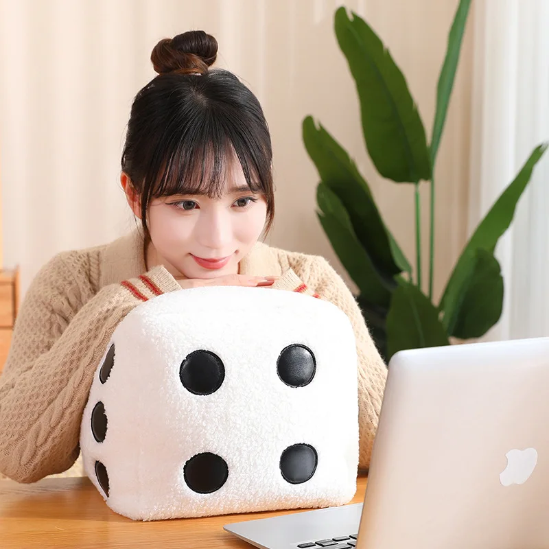 Dés en peluche en forme de cube, oreiller doux, blanc, noir, coloré, soutien dorsal, jeu coule, cadeau, 8 cm, 25 cm, 35cm