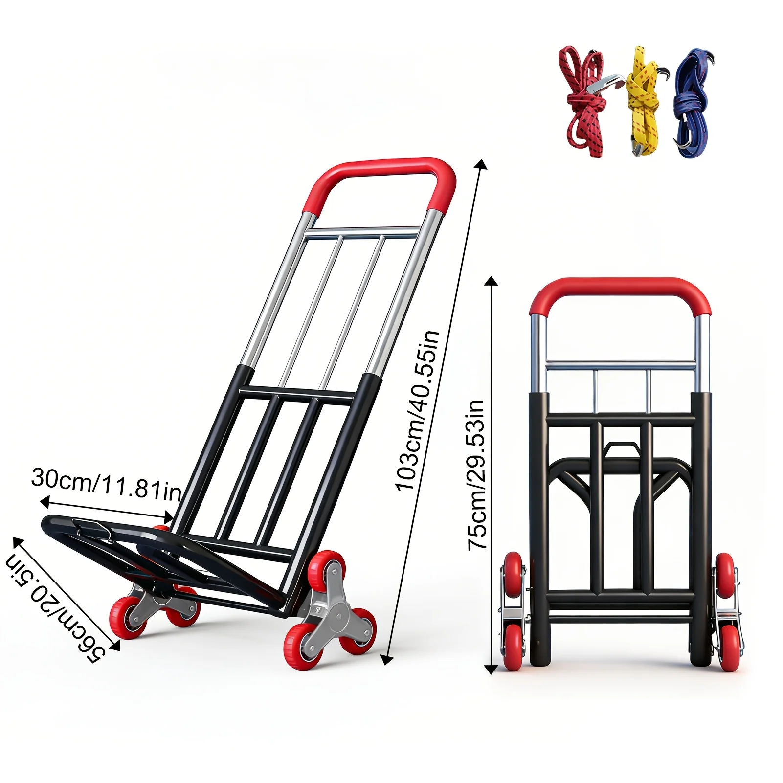 1 Heavy-Duty Folding Hand Truck with Adjustable Buckle Gear, Stair-Climbing Wheels, and Portable Lift Hand Truck for Transport and Shopping, Foldable Hand Truck