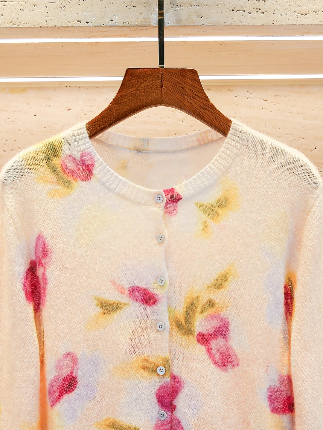 

Ele женский вязаный кардиган весна осень Faion Soft Camere Iris с цветочным узором для поездок на работу Sle круглый Ne Long Sve