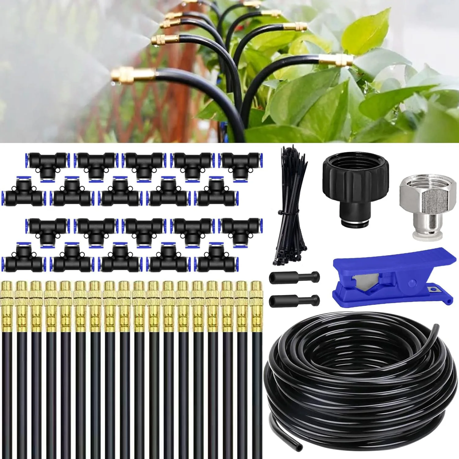 8mm Irrigation Fittings with 5/8 Inch Male Thread Faucet Adapters and Sealing Blocks for Spray Cooling and Humidification Setups
