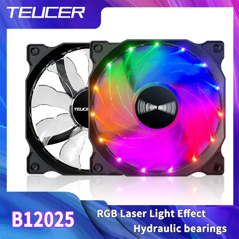TEUCER B12025 PC-chassifläkt 120 mm 12V 4-pins Vortex-ljuseffekter Stötsäker Tyst Högpresterande Datorkylfläkt 10 best sales höghastighetsfläkt - №3
