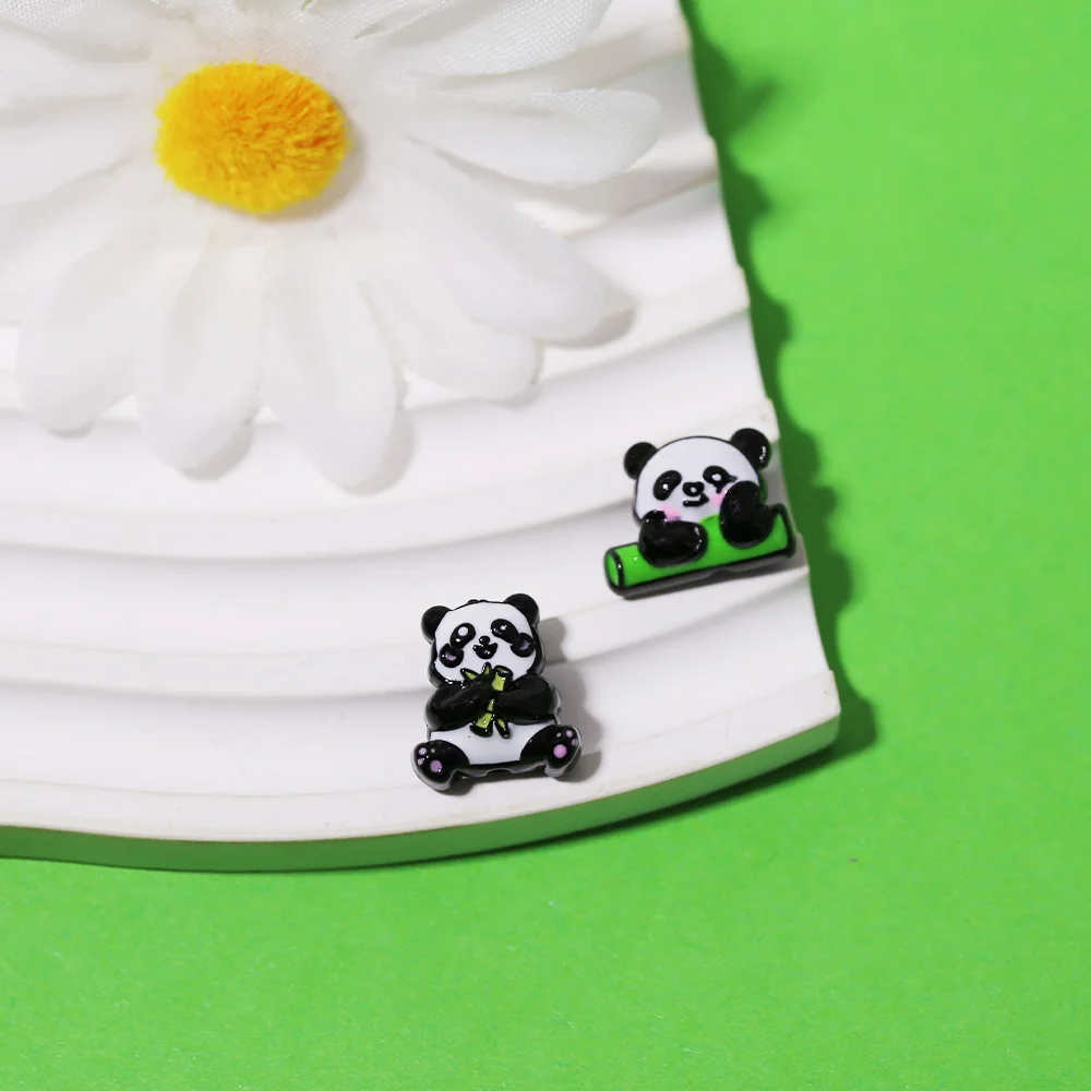 Original nuevo lindo Panda gigante agujero pasante accesorios de Metal goteo aceite 3D DIY hecho a mano teléfono cadena llavero pulsera