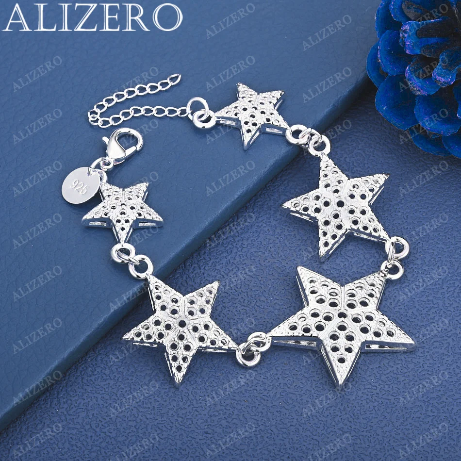 ALIZERO, pulseras de estrella con diseño de Plata de Ley 925 para mujeres y hombres, regalos creativos, fiesta que combina con todo en la calle y uso diario