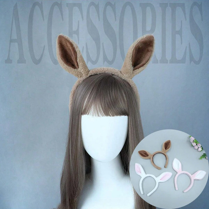 Cute Plush Horse Ears Hair Hoop Faux Fur Donkey Ear Headband Furry Hairbands Lolita Girl Women Party Cosplay Accessories Props