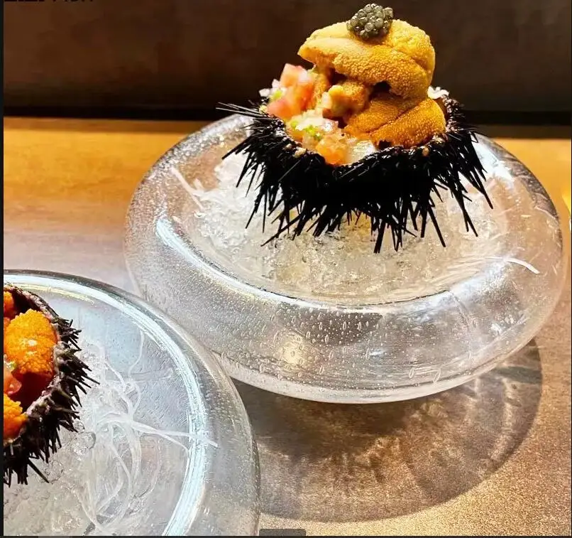 

Double Glass Plate Sushi Dessert Restaurant Food Decoration Main Dish Nordic Style Home Kitchen Tableware