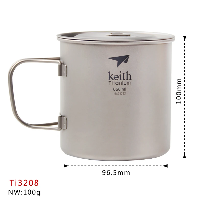 

Титановая чашка для воды Keith, 650 мл, с складной ручкой, для кемпинга, путешествий, пикника, прочная посуда, кружка Ti3208