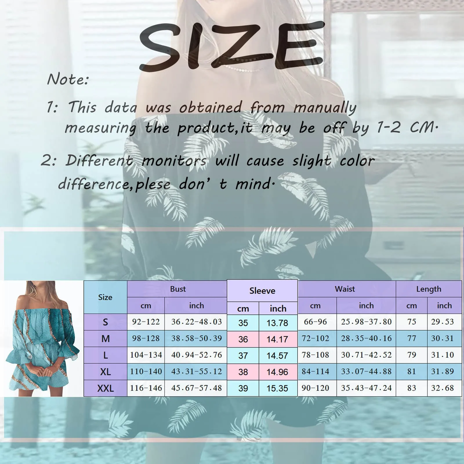 Fashion Off Shoulder Sundress Dresses Women Loose Gradient Print Boho Dress Bell Sleeve Beach Mini Dress Mid Sleeve Vestido