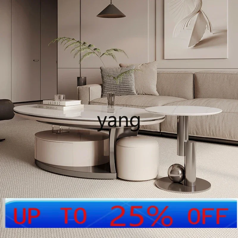 

Lmm simple coffee table oval designer household coffee table rock slab household storage tea table