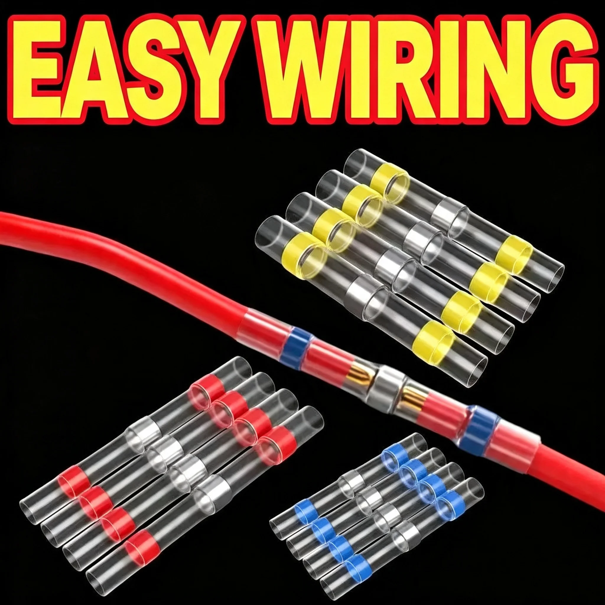 50/100pcs Solder Seal Heat Shrink Wire Connectors, Insulated Waterproof Cable Splice Terminals for Auto Marine Electrical Wiring