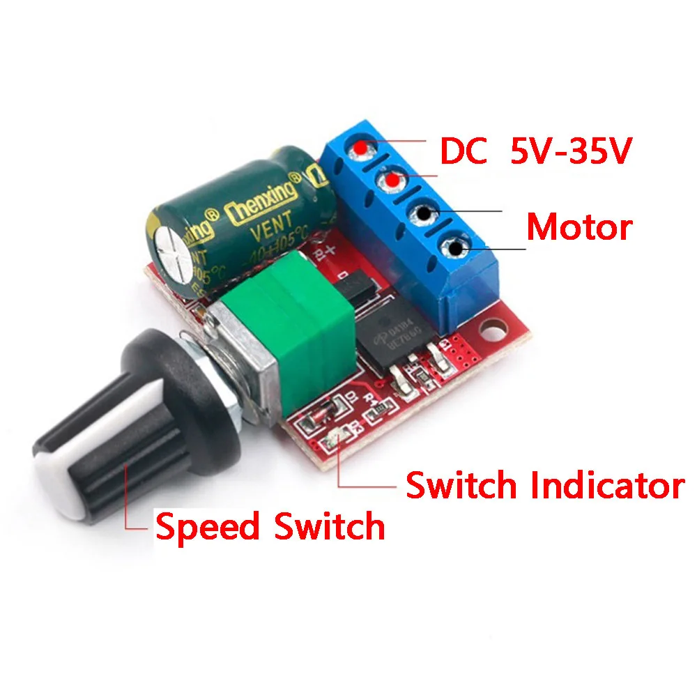 Mini DC Motor PWM Speed Controller Connector DC 5V-35V 5A Speed Adjustable Switch Module 6V 12V 24V Variable Voltage Regulator ﻿