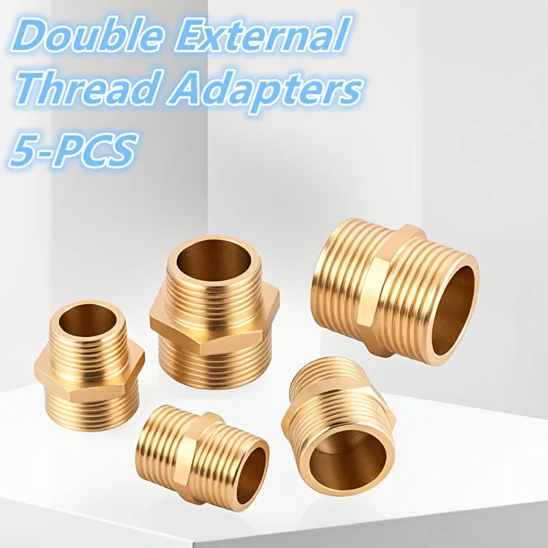 

5 шт. металлических адаптеров с двойной внешней резьбой - универсальные фитинги для труб, быстроразъемные соединители для шлангов