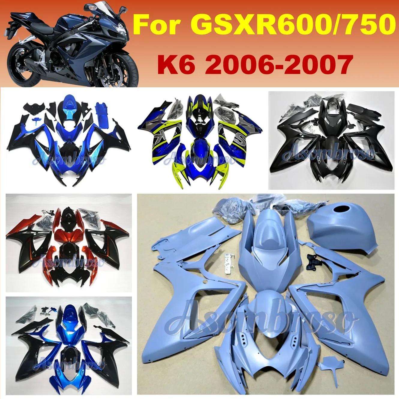 Aftermarket Fairing Kit Fit For GSX-R600 750 GSXR600 GSXR750 2006 2007 K6 K5 k7 High Quality  Injection Nardo Grey Bodywork set