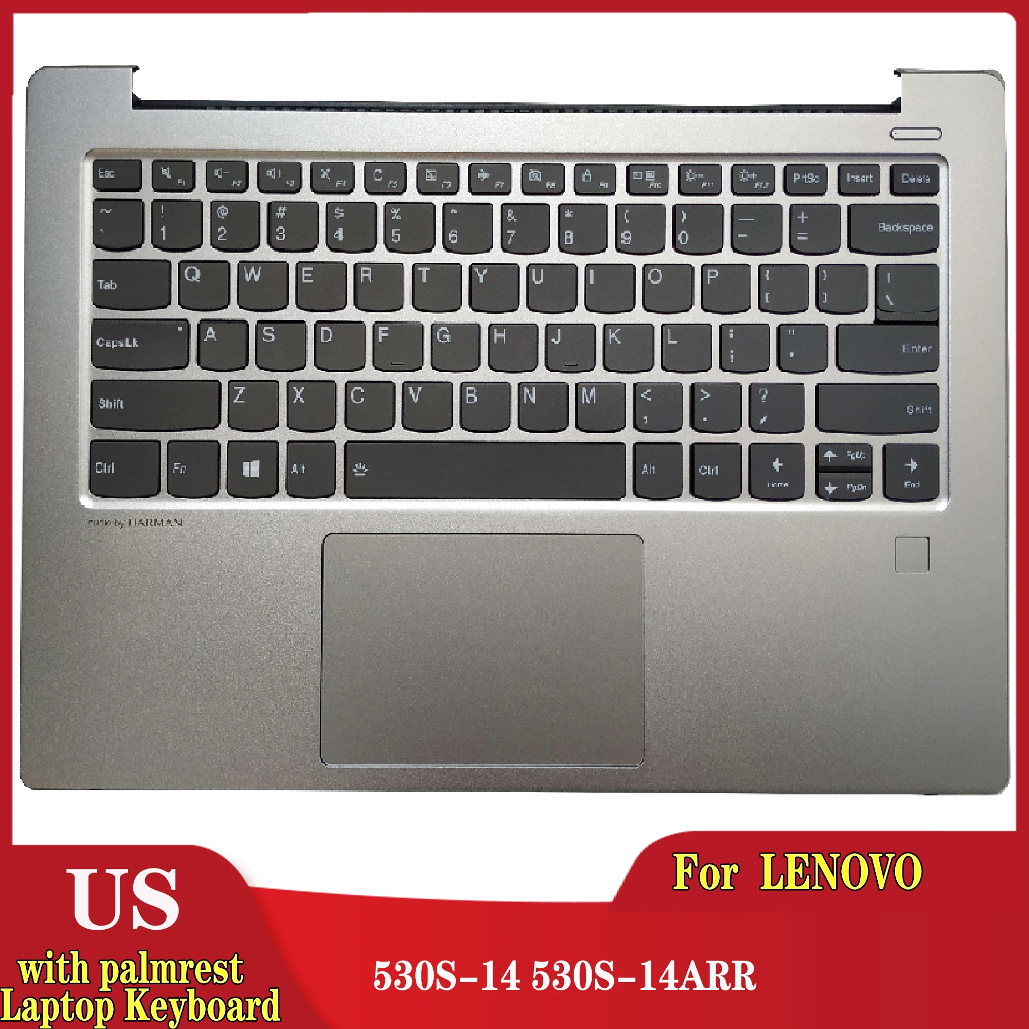 

New US Laptop Keyboard for LENOVO 530S-14 530S-14ARR with Palmrest Upper cover Case AM1712000240