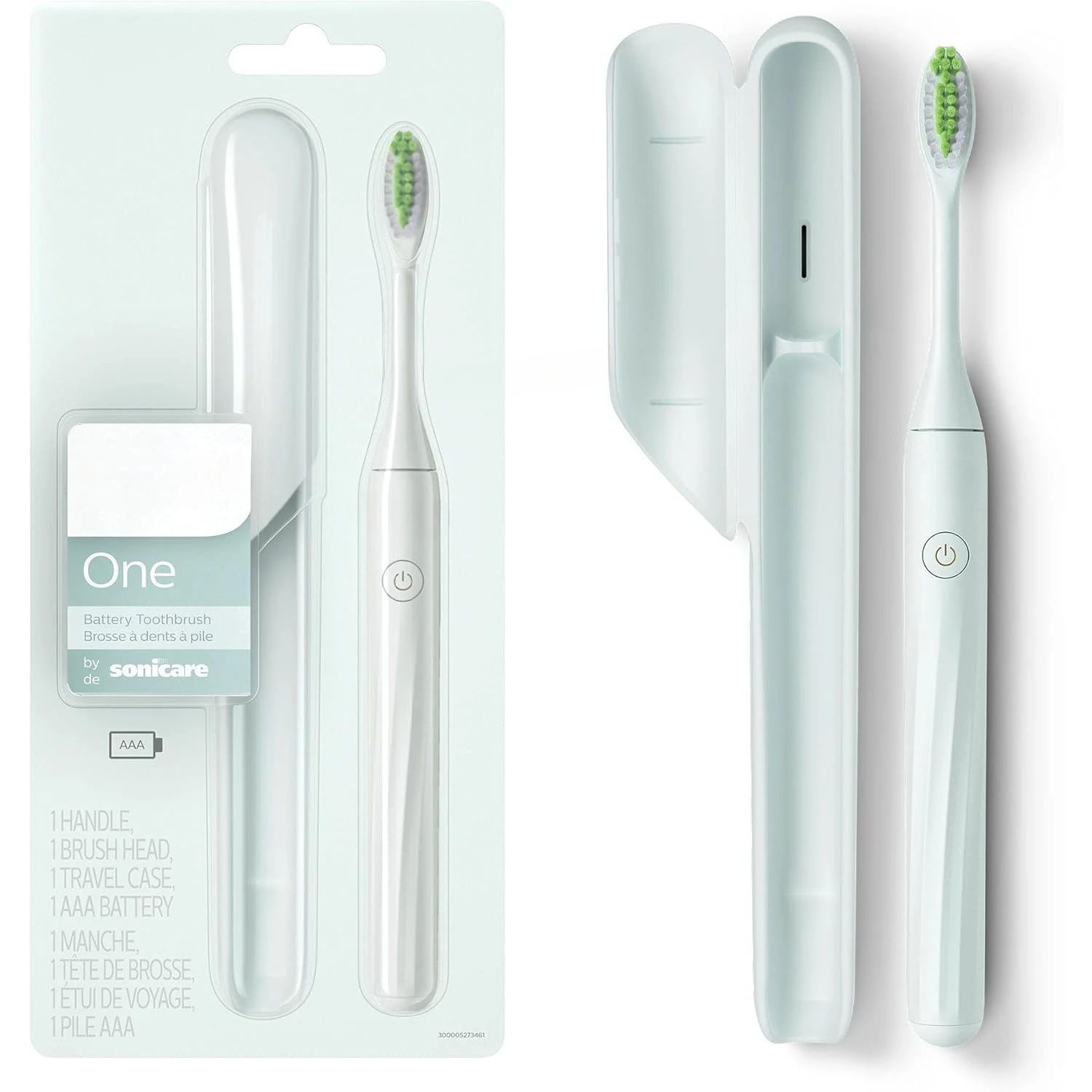 Electric battery toothbrush, mint light blue