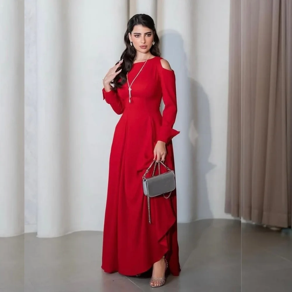 

Customized Jersey Off-the-shoulder A-line Long Dresses Bespoke Occasion Elegant Party Simple Formal Evening High Quality