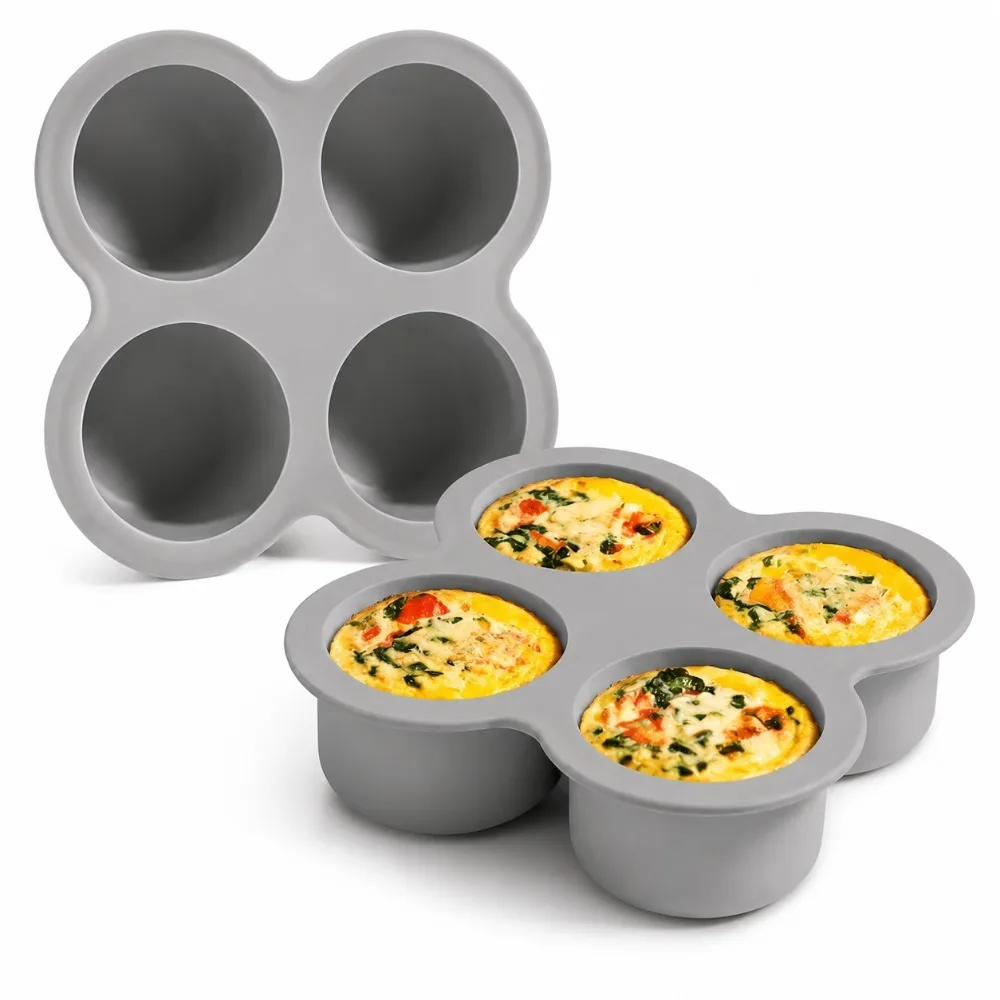 2Pcs Air Fryer Egg Mold 4 Cups Silicone Baking Pan Cupcake Muffin Cake Mold Liner Cutter Knife Kitchen Accessories Tool Decor
