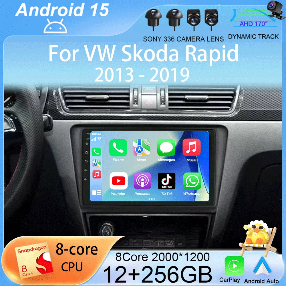 

Android 15 Car Radio For Skoda Rapid 2013-2019 Multimedia Video Player Stereo GPS Navigation Wireless Carplay Android Auto WIFI