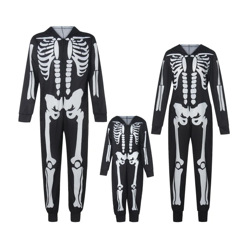 

2025 New loween Parent-Child Matching Onesie Print Home Clothes Spwear Polyester Long Pants Regular Thin