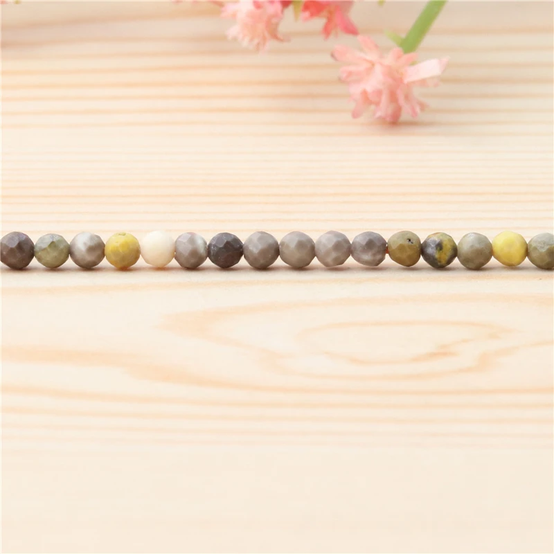 Natural Stone  Bumblebee Round Faceted Beads Size 2 3 4MM For Jewelry Making Diy Bracelet