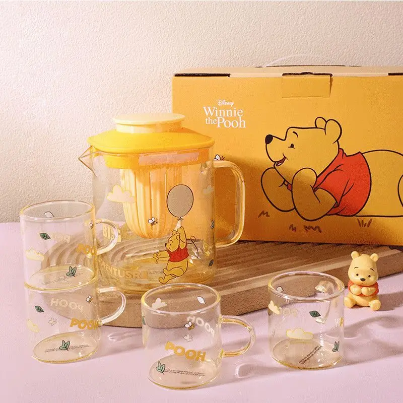 

Модный роскошный стеклянный чайник Disney, домашний настольный креативный мультяшный Винни-Пух, Микки, милый аниме-цветочный чайник