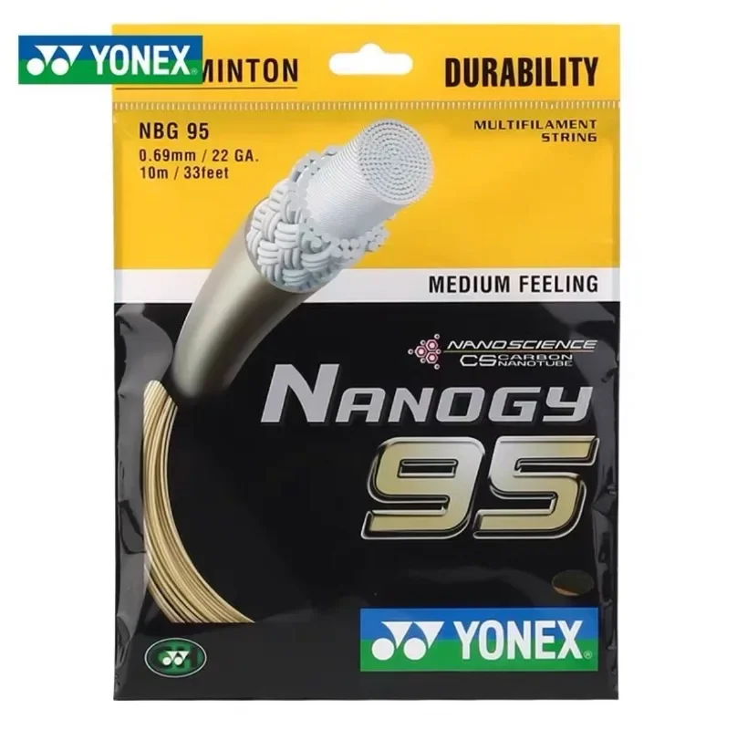 YONEX Corde de badminton Yonex BG95 (0.69 mm) NBG95 Corde de raquette de badminton BG95 Nanogy pour une sensation moyenne