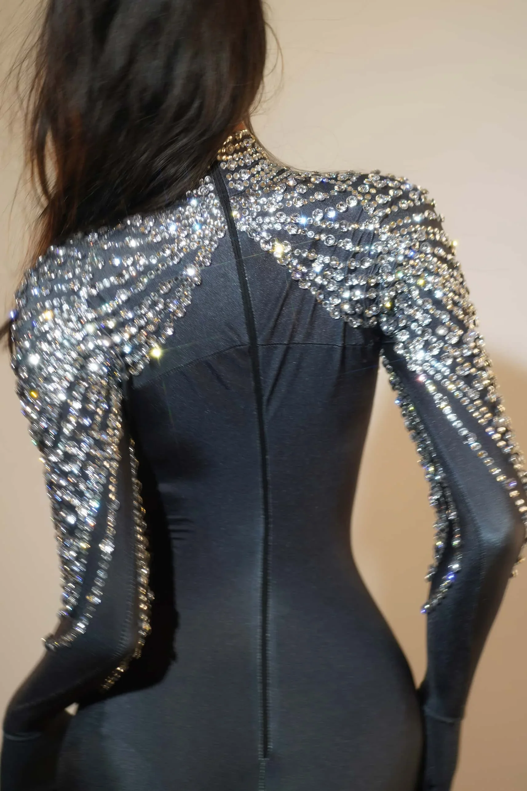 Black Diamond Jumpsuit Rhinestone Night Clubbing Jumpsuits Stage Performance Costume Mardi Gras Rave Festival Drag Queen Outfit