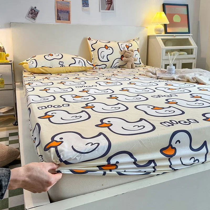 Yaapeet-ropa de cama con estampado de pato para niños, con bandas elásticas sábana ajustada, colchas, fundas de colchón ajustables, Sábana de cama