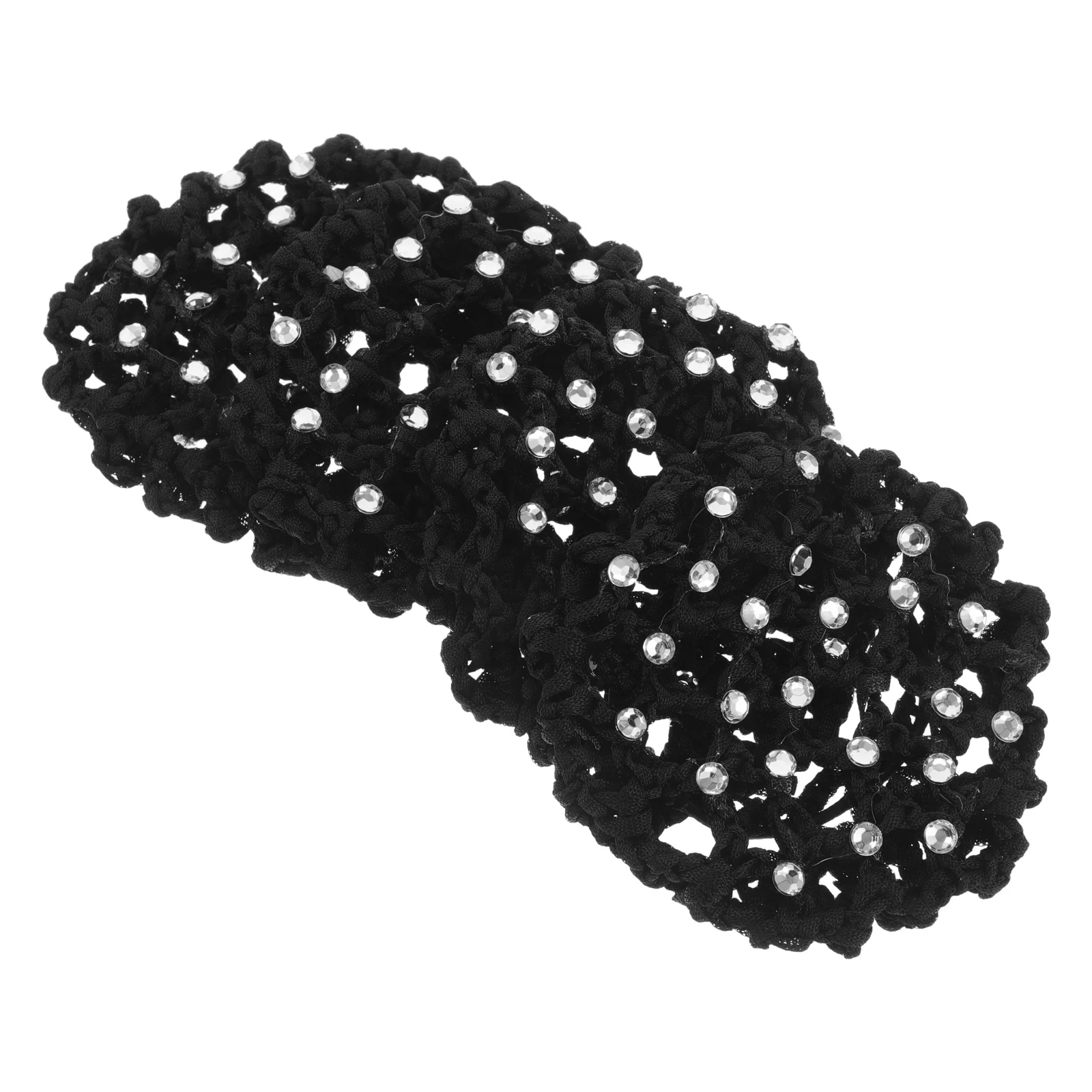 

4 pcs Net Rhinestone Snood For Kids Ballet Dance Performance Bun Cover Hair Accessory For Girls Long Hair Wrap Bun Holder Net