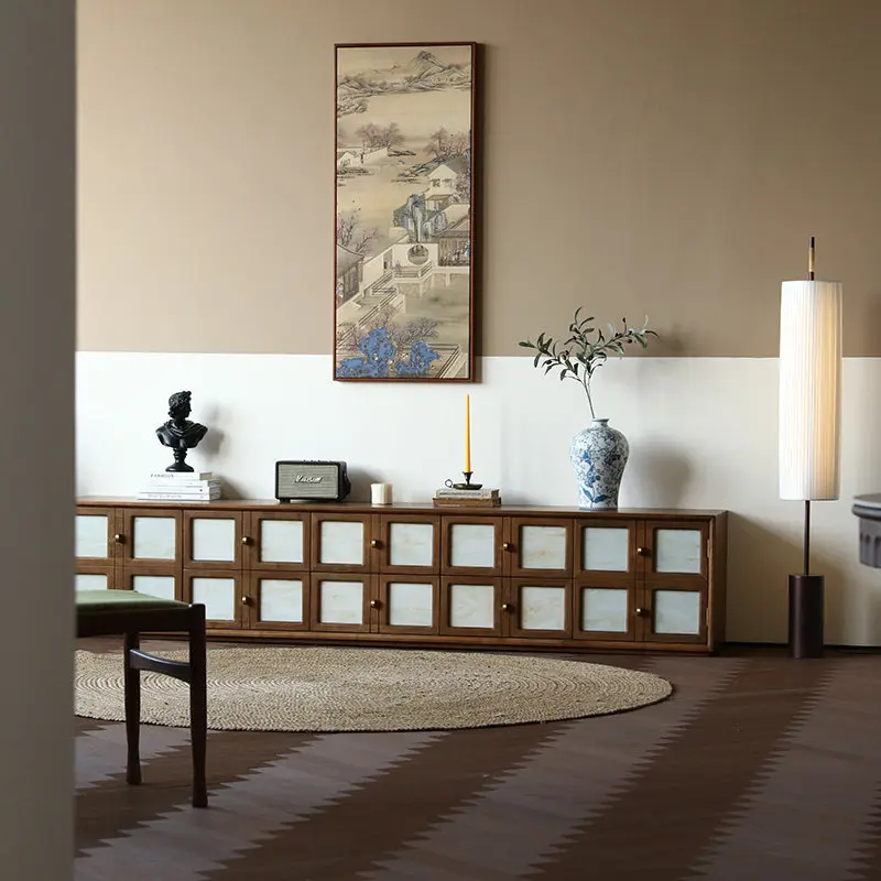 DSA home retro wood TV simple combination floor cabinet living room audio-visual cabinet medieval low cabinet