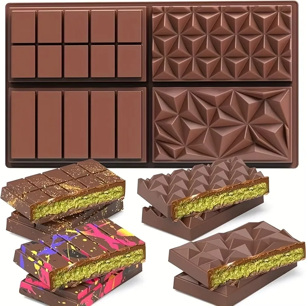 Molde de silicona grande Deep Dubai para barras de chocolate rellenas de pistacho y crema de knafeh, herramienta profesional para hacer dulces