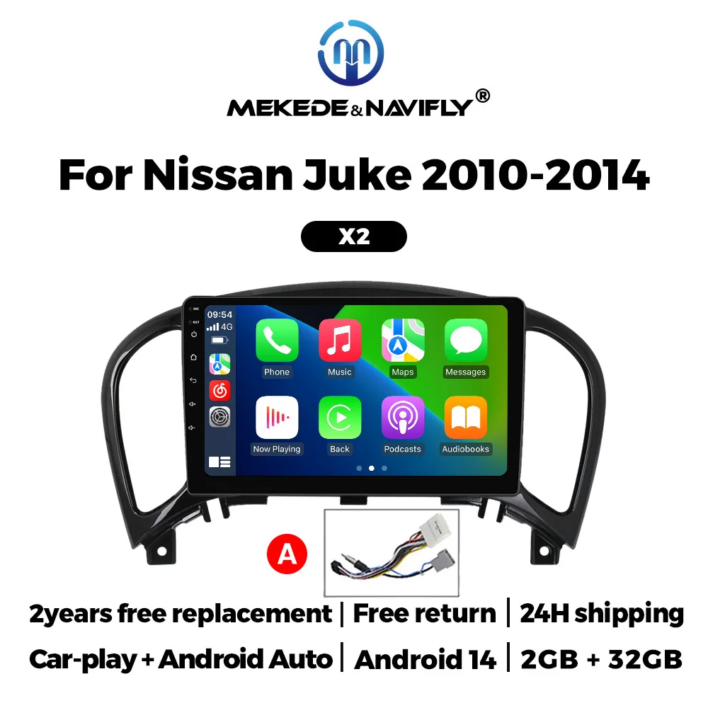 

Автомобильный радиоприемник Android 14, мультимедийный плеер для Nissan Juke YF15 2010-2014, GPS-навигация, головное устройство, беспроводной Carplay Android Auto BT