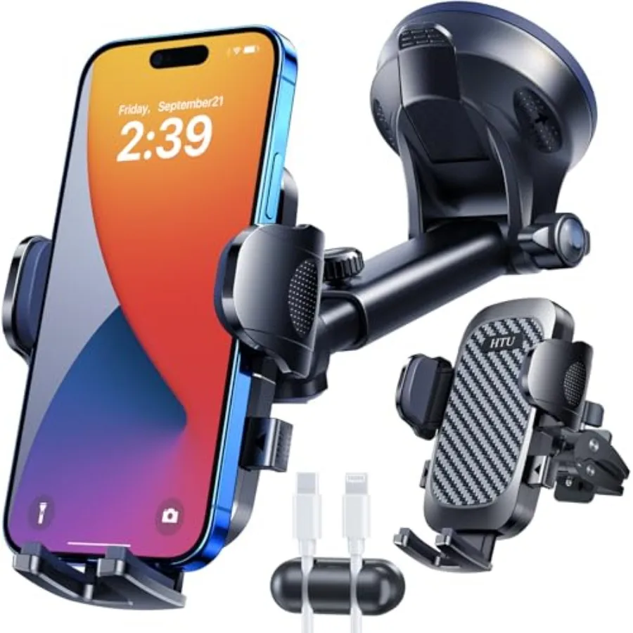

HTU 2025 Best Car Phone Holder with Ultimate 5in1 Design and Upgraded 100+ LBS Suction Strength for Maximum Stability True Mili