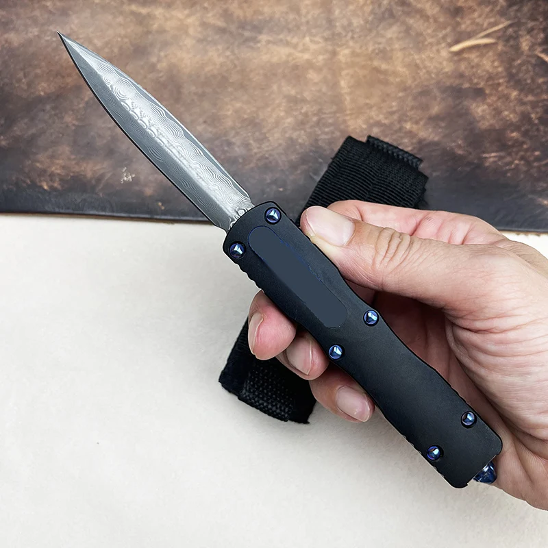 

Micr Damascus High Hardness Tactical Folding Knife aluminum alloy Handle Blade Hunting Survival Tactics EDC Tool Folding Knife P