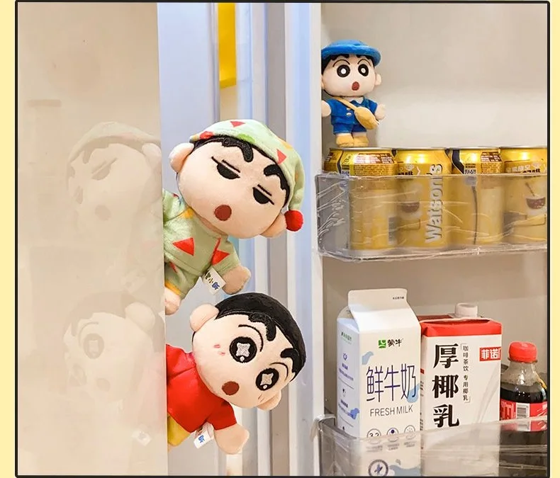 Cartoon Crayon Shin-Chan Plush Doll Refrigerator Magnet Cute Kawaii Creative Magnetic Refrigerator Magnet Gift Home Decoration